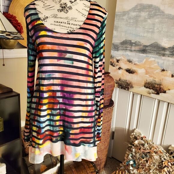 Desigual Striped Water Color Long Sleeve Tunic. - Picture 9 of 12